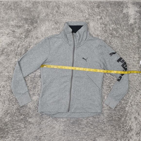 Puma Women's Size S Basic Jacket Gray Cotton Blend Zip Long Sleeve - Picture 8 of 8